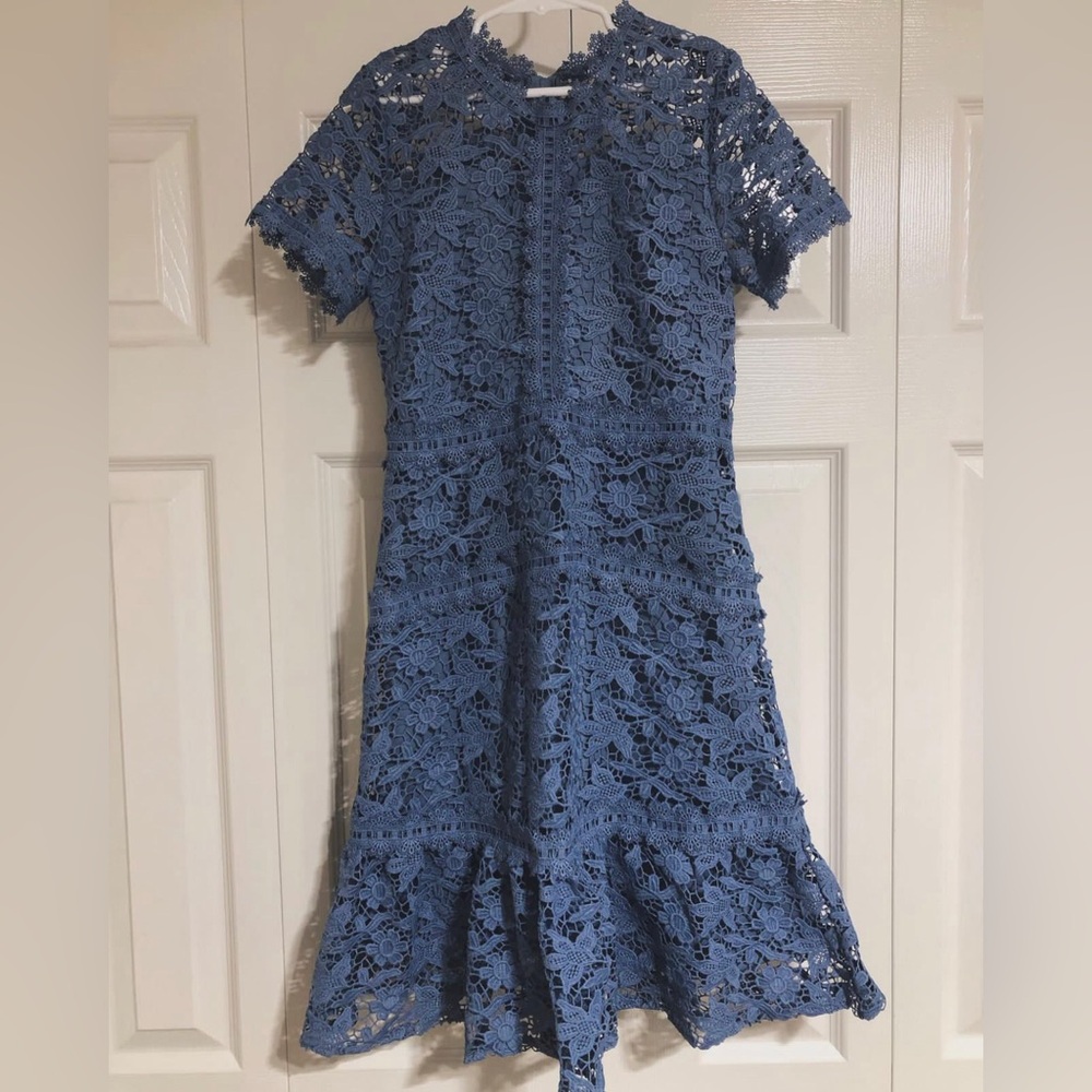 GB Girls Blue Lace Crochet Dress